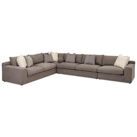 Casual Four Piece Sectional Sofa with RAF Chair